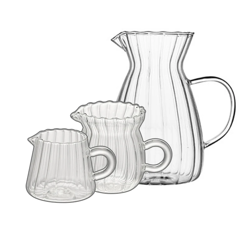 YWDL Nordic Transparent Glass Coffee Milk Jug Set With Handle Espresso Coffee Frothing Cup Tea Pitcher Separator Cafe Drinkware