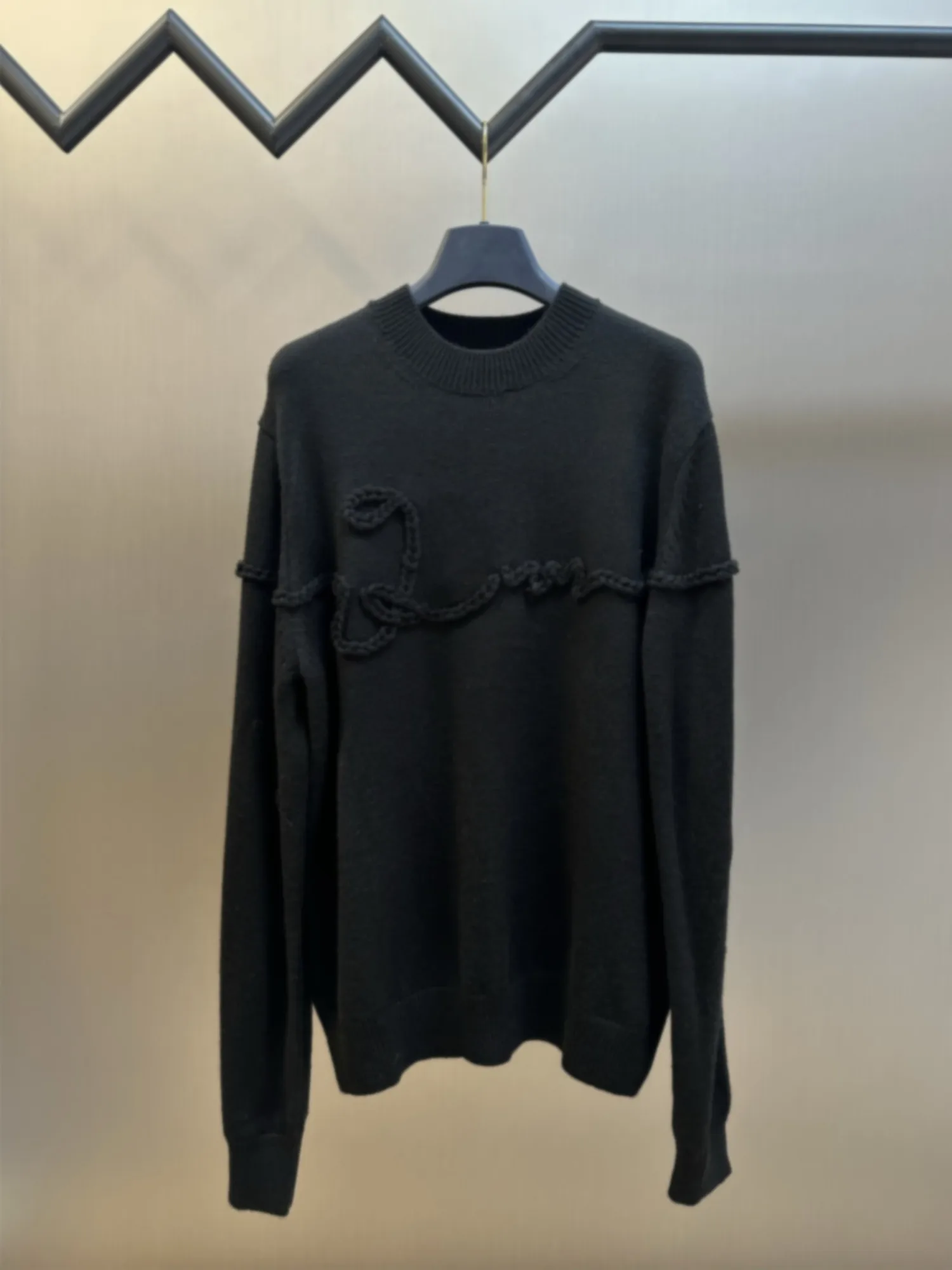 

Wool Knitted Sweater Artistic Embroidery Letter Design Loose Long Sve Autumn Winter New Sle ex Knitwear Casual Faion