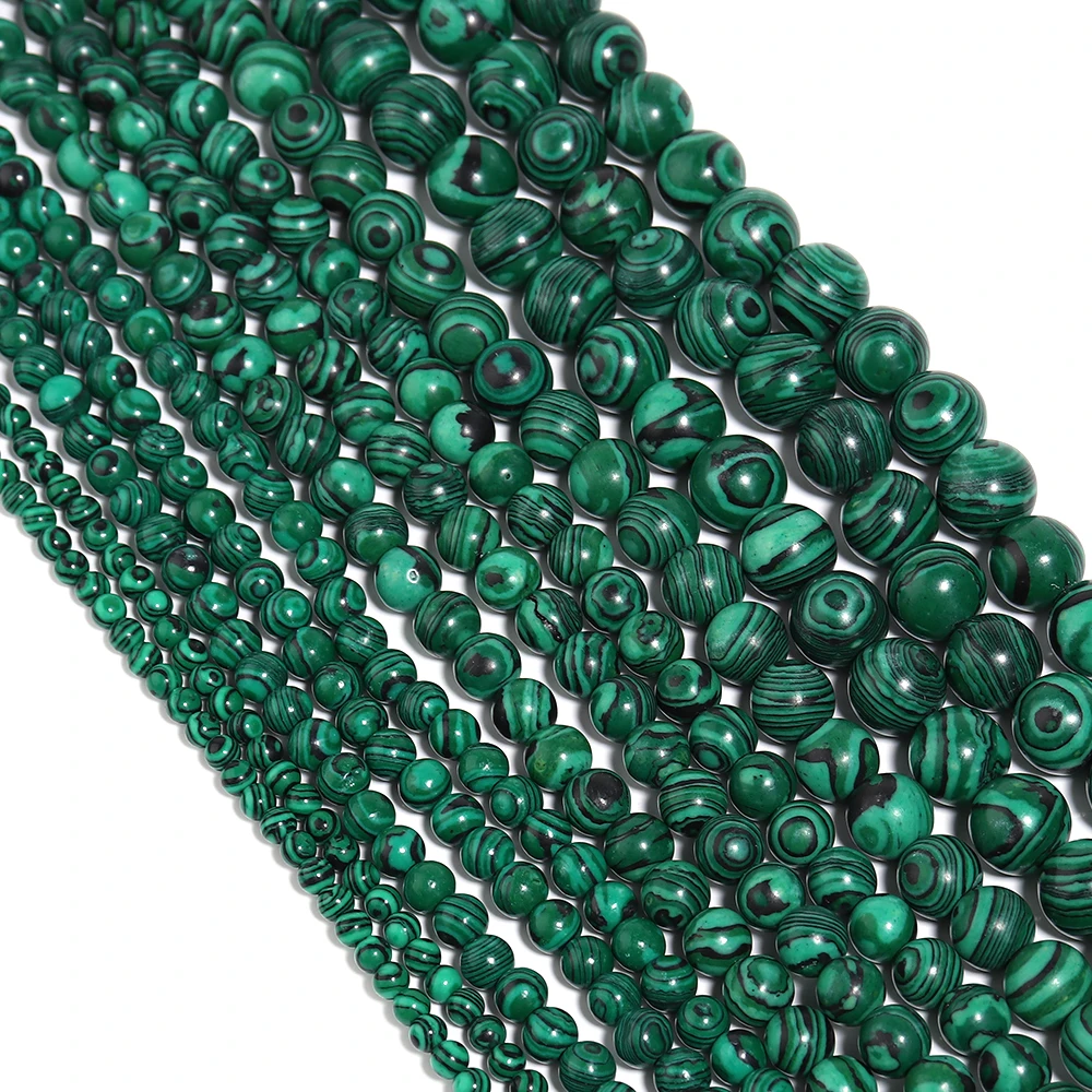 1 Strand Natural Stone Beads 4/6/8/10/12mm Green Malachite Stone Beads Round Loose Spacer Beads For DIY Jewelry Making