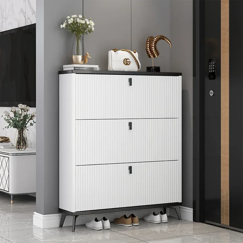 YY Household Ultra-Thin Tilting Shoe Cabinet Home Doorway Space-Saving Entrance Cabinet Integrated