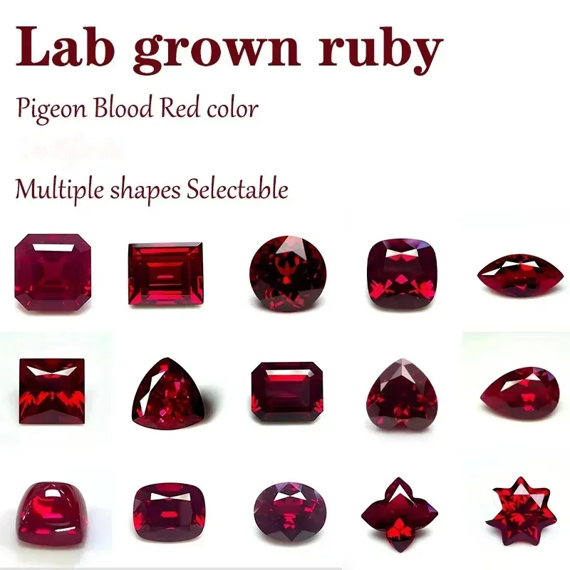 Lab Grown Ruby Gemstone Asscher Cut Pigeon Blood Red VVS1 DIY Jewelry Making Materials Multiple Shapes Selectable Certificate