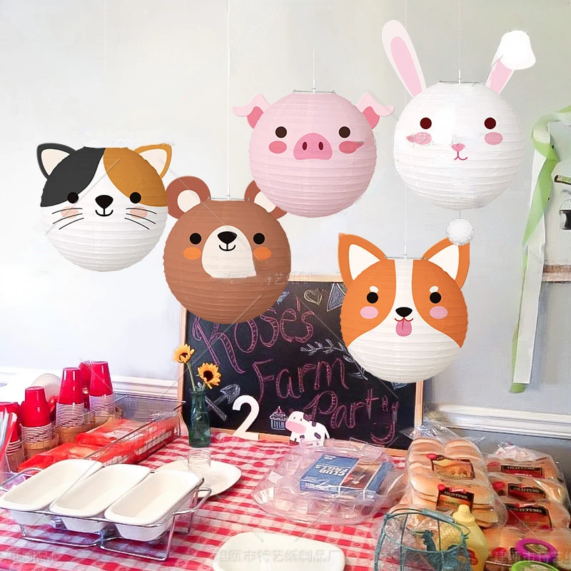 Fashionable Creative Cartoon Animal Paper Lantern Hand Hanging Diy Lantern Kindergarten Party Children's Day Classroom Decor