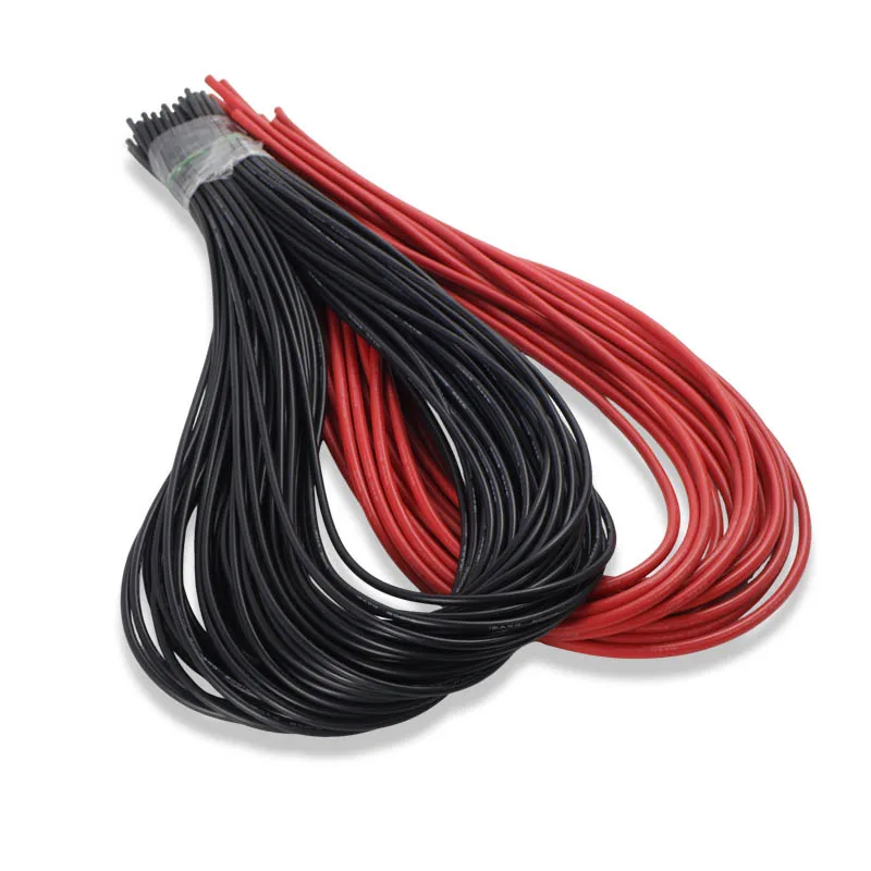 

1 meter Silicon Wire 8 10 12 14 16 18 22 24AWG Heatproof Soft Silicone Silica Gel Wire Cable Red/Black for ESC motor battery