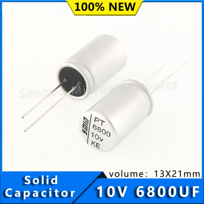 2pcs new 10v 6800uf capacitor 13x21mm 6800 uf 10 v Solid Electrolytic Capacitor High allowable ripple current and low ESR