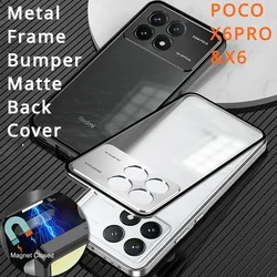 POCO X6 PRO 5G Case Luxury Aluminum Alloy Bumper Frame Magnet Closed Metal Matte Back Cover For Xiaomi POCO X6 5G Funda Cases