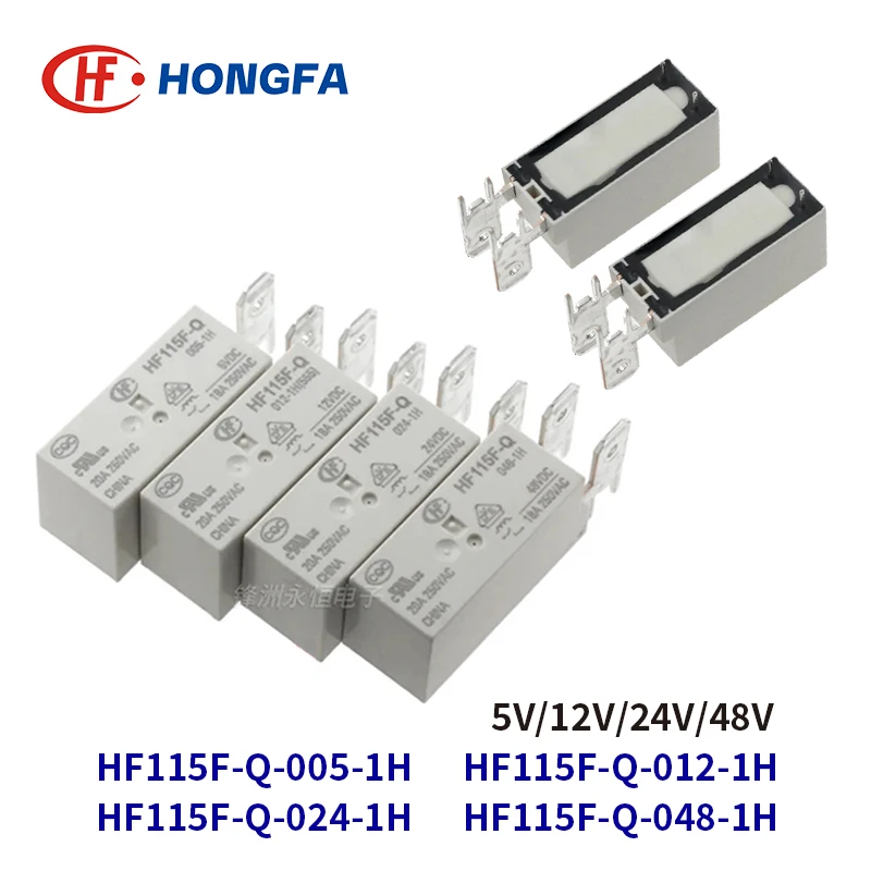 

5Pcs New HF115F-Q-005-1H HF115F-Q-012-1H HF115F-Q-024-1H HF115F-Q-048-1H HF115F Q 012 024 1H 20A 5V 12V 24V 48V Power Relay