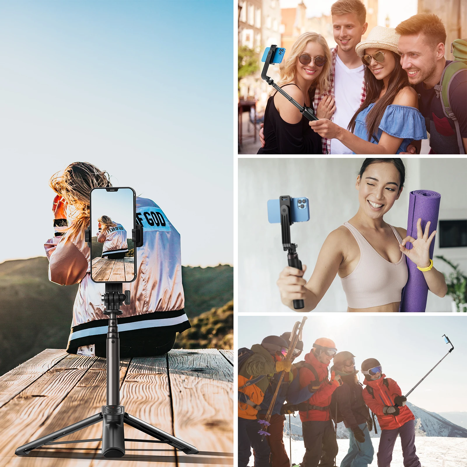 TELESIN 60CM bezprzewodowy pilot Bluetooth Vlog Selfie Stick do statywu czarny do GoPro 12 11 10 9 8 aparat inteligentny telefon