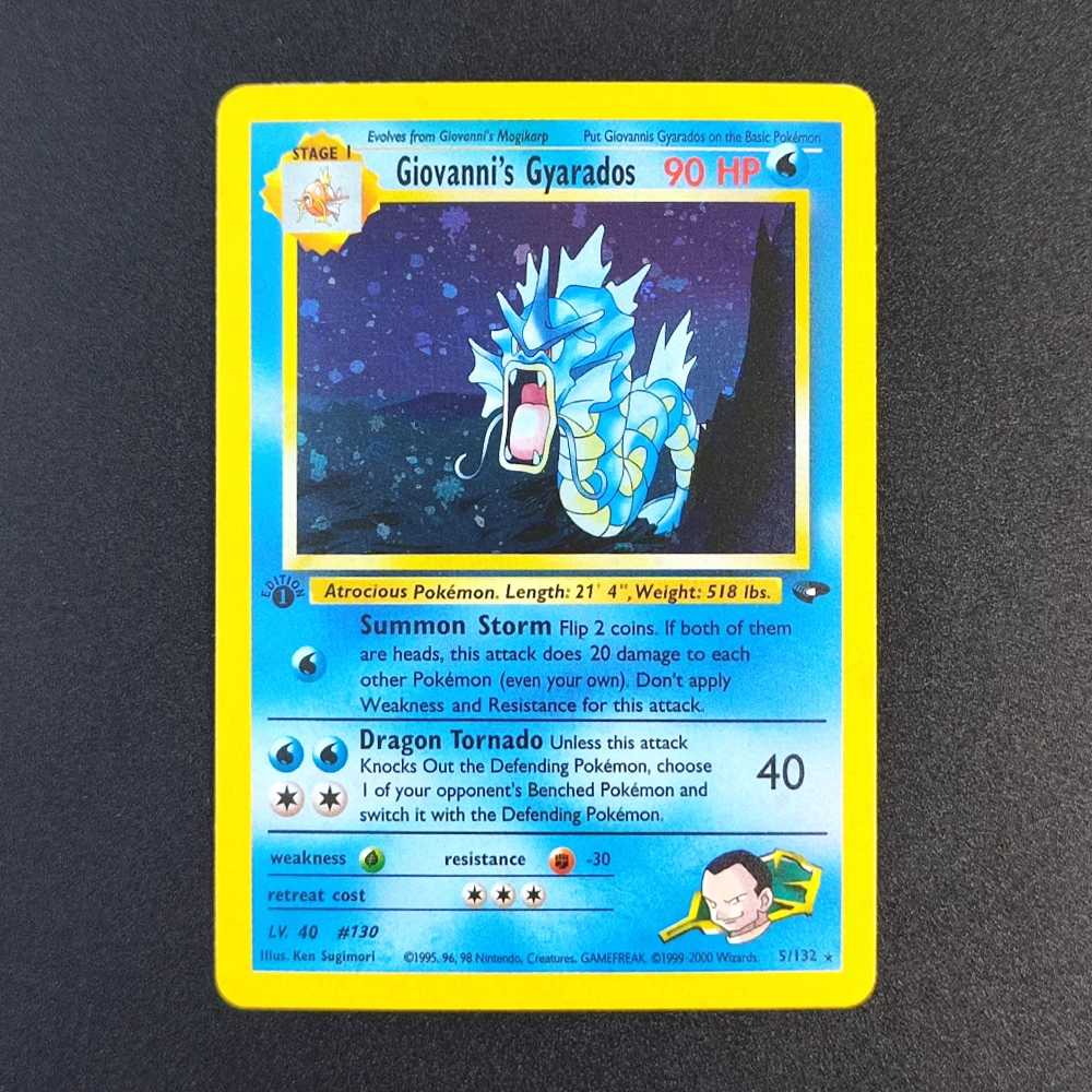 Proxy Pokemon Card EN Gym Challenge 1st Edition-Giovannis Gyarados 5-132 Super Rare Collectibles Card Single Classic Anime Cards