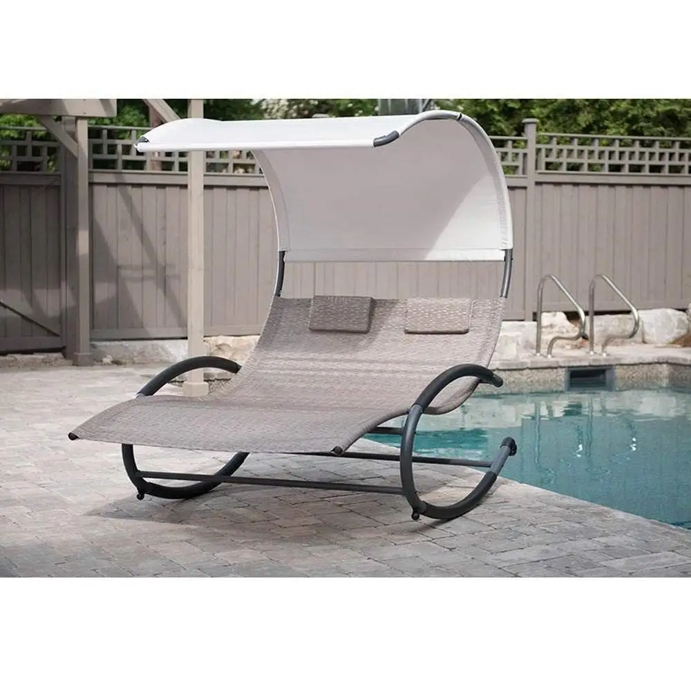 Double Chaise Rocker Steel & Mesh 450lb Outdoor Patio Lounge Sienna, Customized