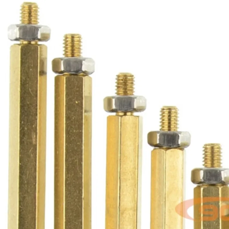 Single Hexagonal Copper Pillar M3 * 5/10/15/20/25/35/40/45/50/60+6MM With Nut Screw PCB Board (thread Length 6mm)