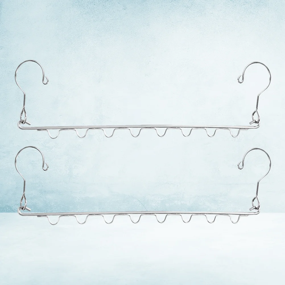 

2Pcs Stainless Steel Storage Hanger Organizer Solid No Punch Clothes Rack Space Saving Multi-Port Clothes Holder for Closet