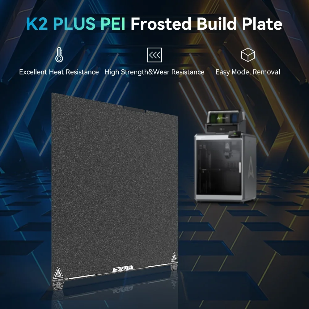 Creality - K2 PLUS Frosted PEI Build Plate Powder Coating Texture Printing Platform Ultra-high Adhesion and Flatness 370×370mm