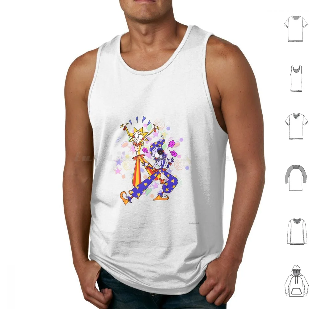 Camisetas sin mangas con estampado de sol y luna, de algodón, Sundrop Moondrop, Sun And Moon Security Breach, Fnaf, Fnaf Sb, Sun Moon Daycare Attendant