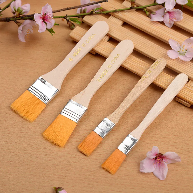 30Pcs Nylon Paint Brushes Wooden Handle Learning Watercolor Drawing Wall Varnishes Painting Art Cleaning Brush Supplies