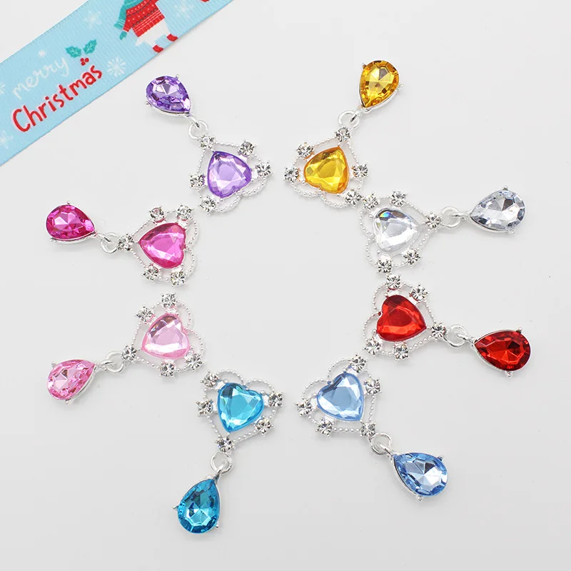 TYNUOMI New Heart Pendant Buttons 10Pcs 20*40mm acrilico strass bottoni fai da te lavoro manuale cucito decorazione accessori in metallo