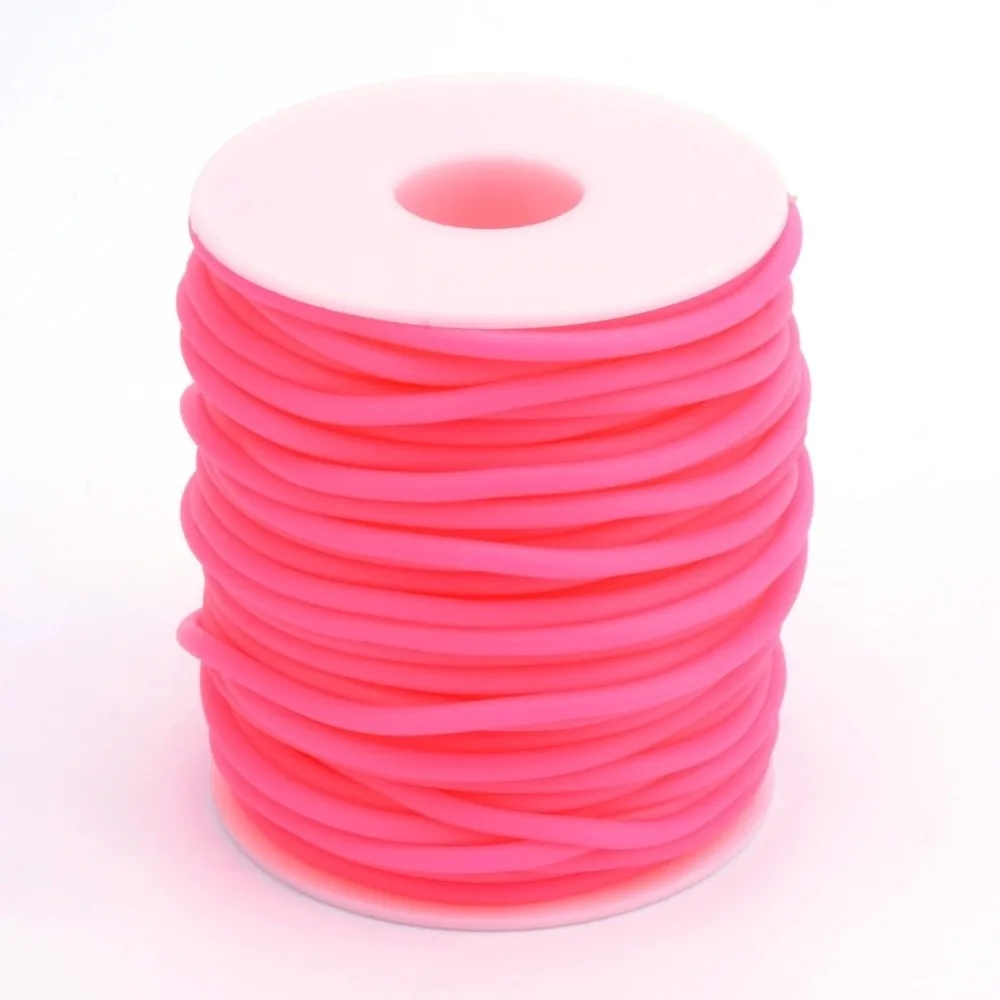 Elegant 2mm 55Yards Hollow Rubber Tubing Round Stretch Stitch Keeping Cords Elastic Rubber Cord Beading