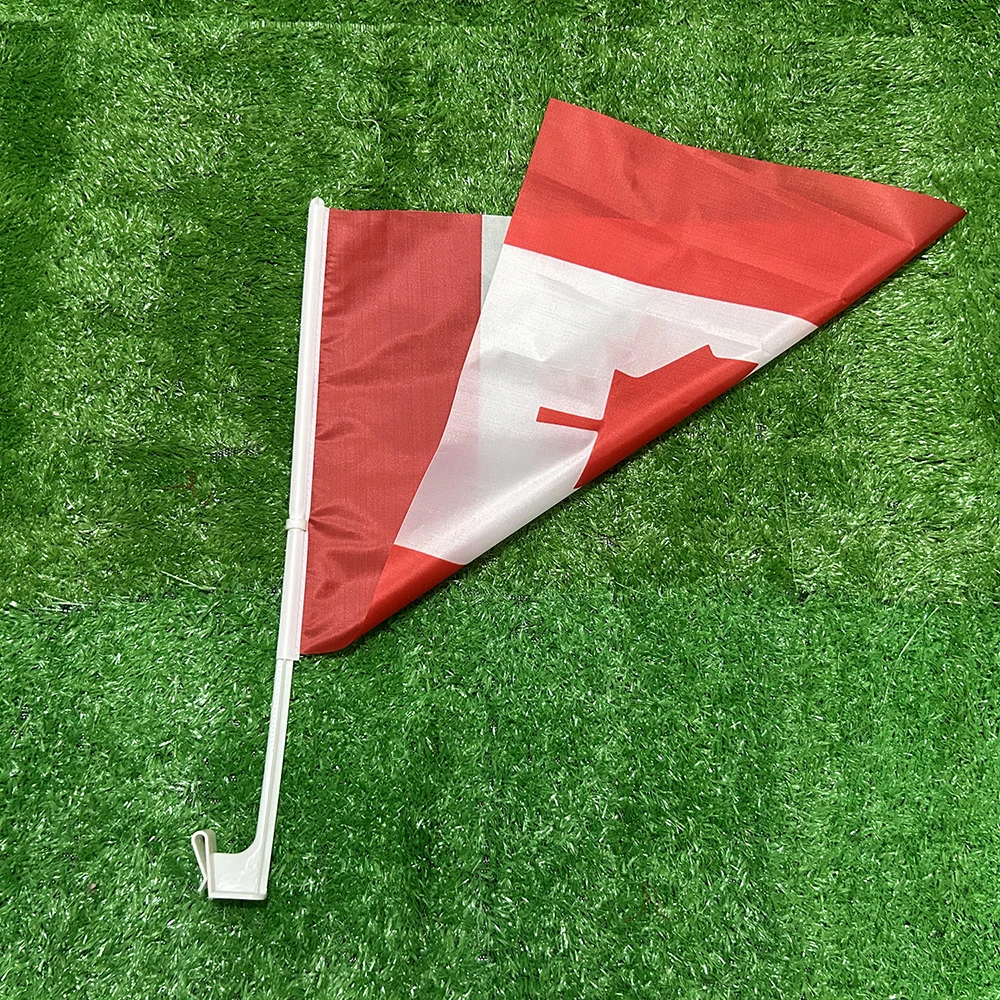 (SKY FLAG) Kanada-Autoflagge 30*45cm Kanada-Auto-Winkflagge Nationalflagge Standardträger-Winkflagge mit Kunststoff-Fahnenmast – Detail 3