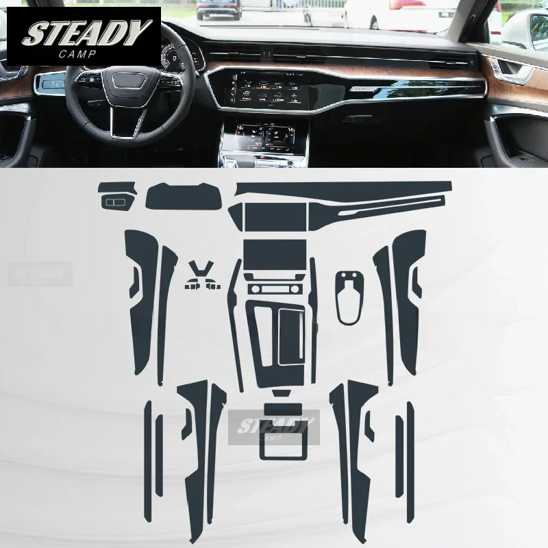 For Audi A6 A7 C8 2019-2022 2023 Car Interior Piano Board Protection Film TPU Transparent Self-adhesive Paint Anti Scratch Refit