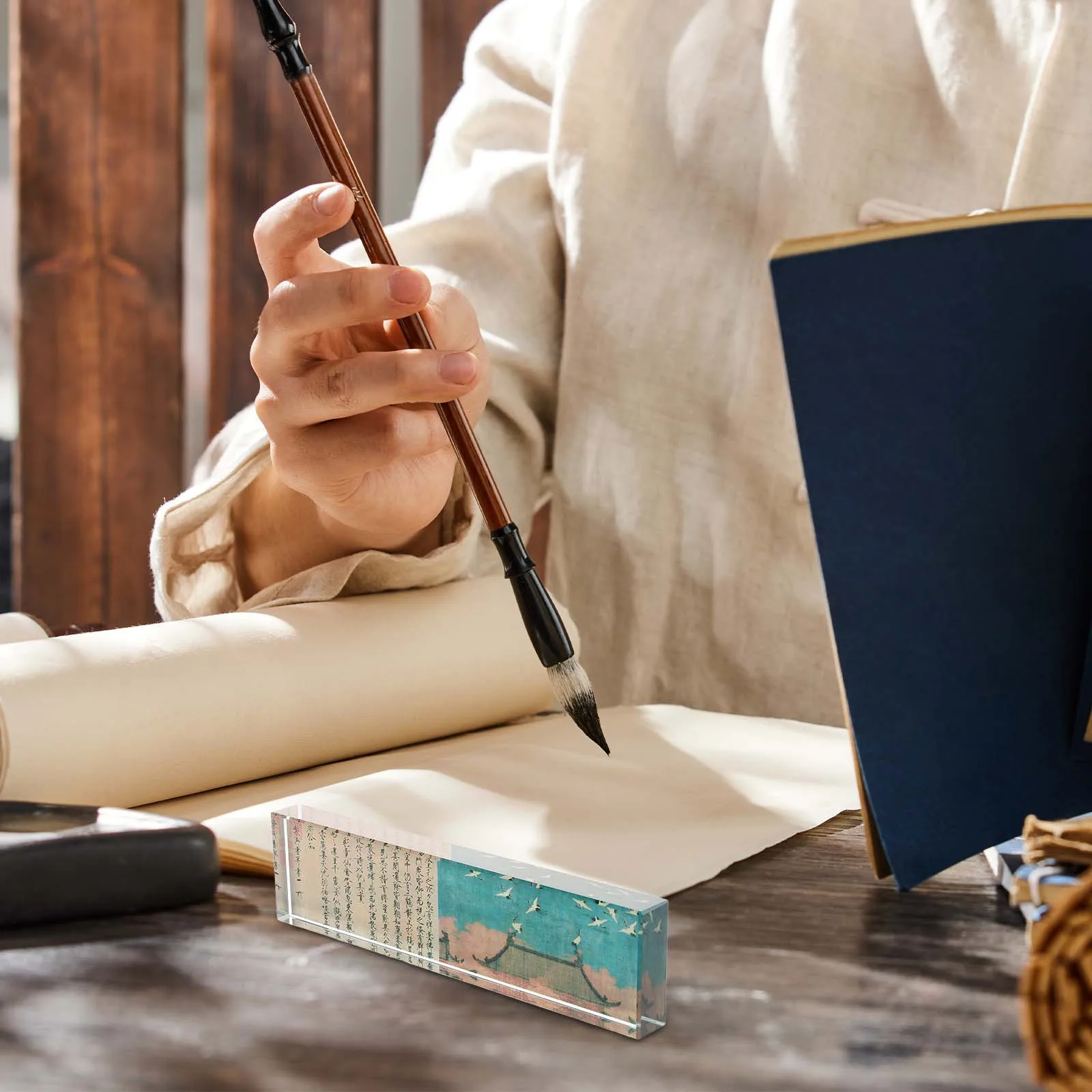 

Transparent Glass Calligraphy Paperweight Rectangular Shape for Calligraphy Painting Drawing Writing Practice Tool