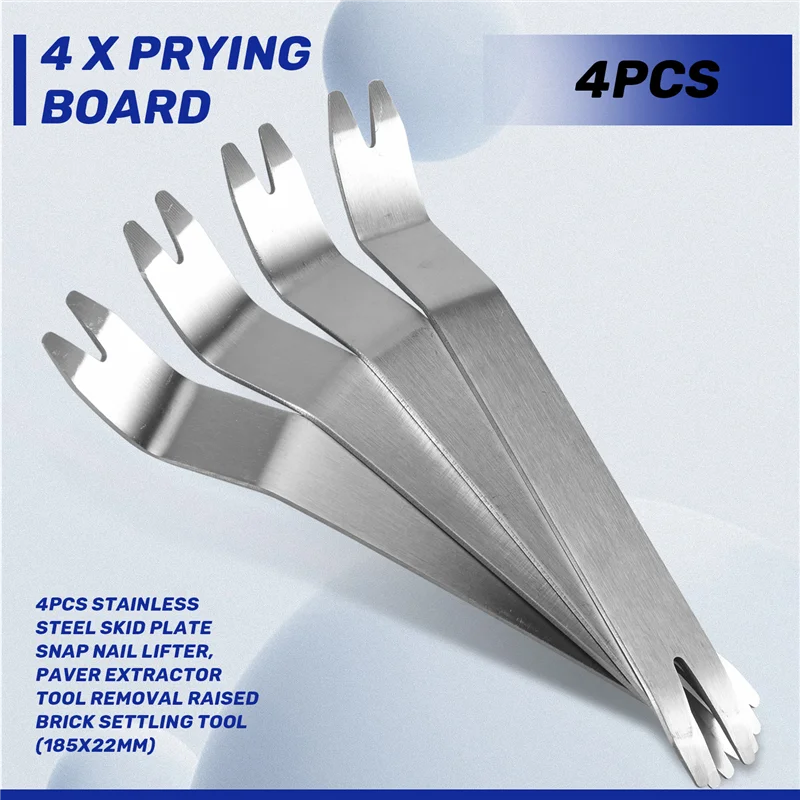 

AB47-4Pcs Stainless Steel Skid Plate Snap Nail Lifter, Paver Extractor Tool Removal Raised Brick Settling Tool (185X22mm)