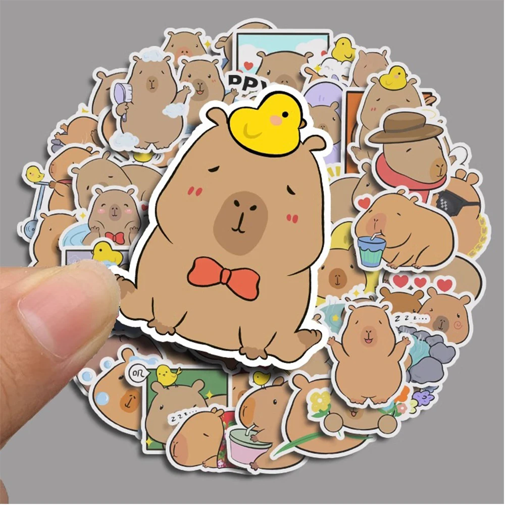 10/30/50pcs Cartoon Animal Capybara Stickers Decoration Decals DIY Phone Notebook Suitcase Laptop Cute Kid Sticker Toy Wholesale