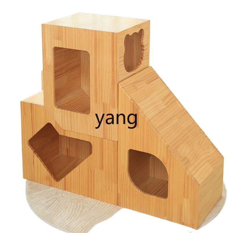 

CX Wooden Semi-Closed Combination Cat Nest Villa Solid Wood Simplicity Cattery