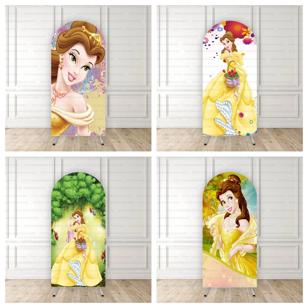 

Disney Arch Backdrop Beauty and the Beast Princess Belle Baby Shower Cartoon Castle Birthday Party Photography Background Decor