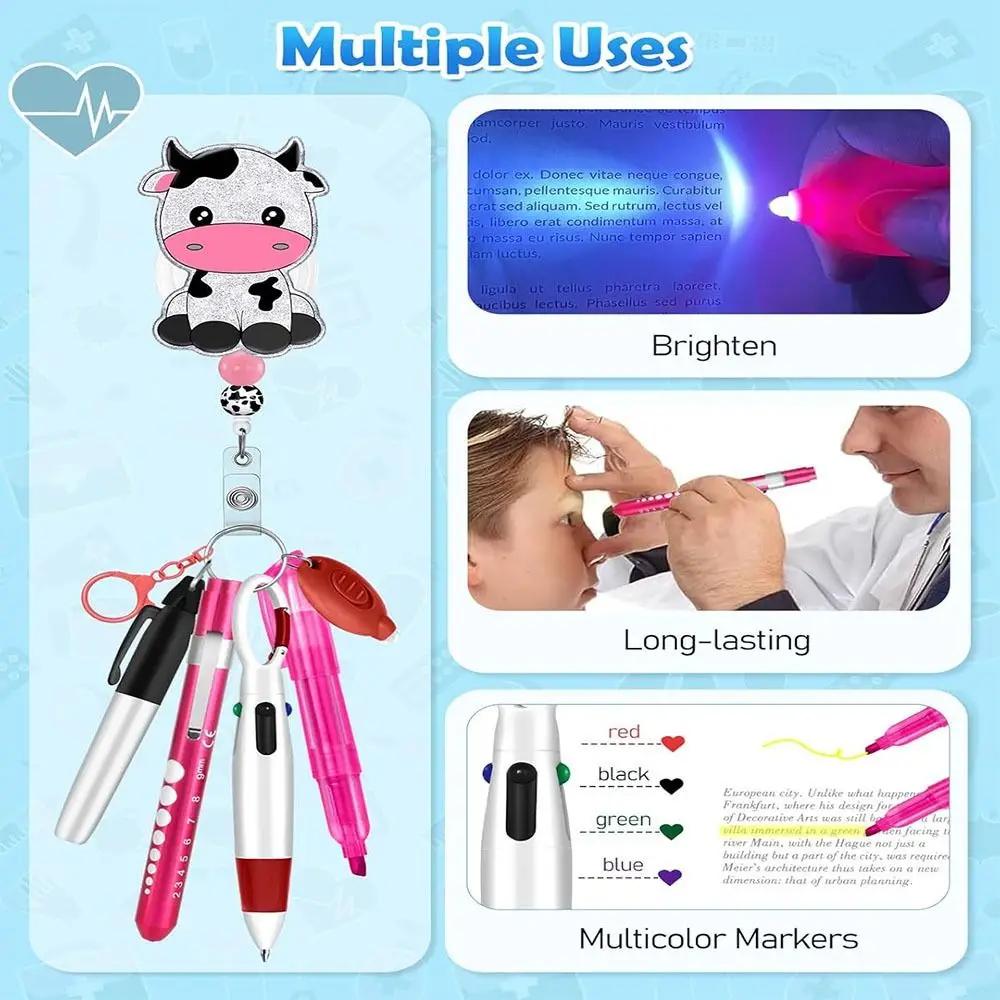 

DIY Retractable Nurse Pen Pack Portable Mini Nurse Badge Clip Keychain Nursing Ball Pen