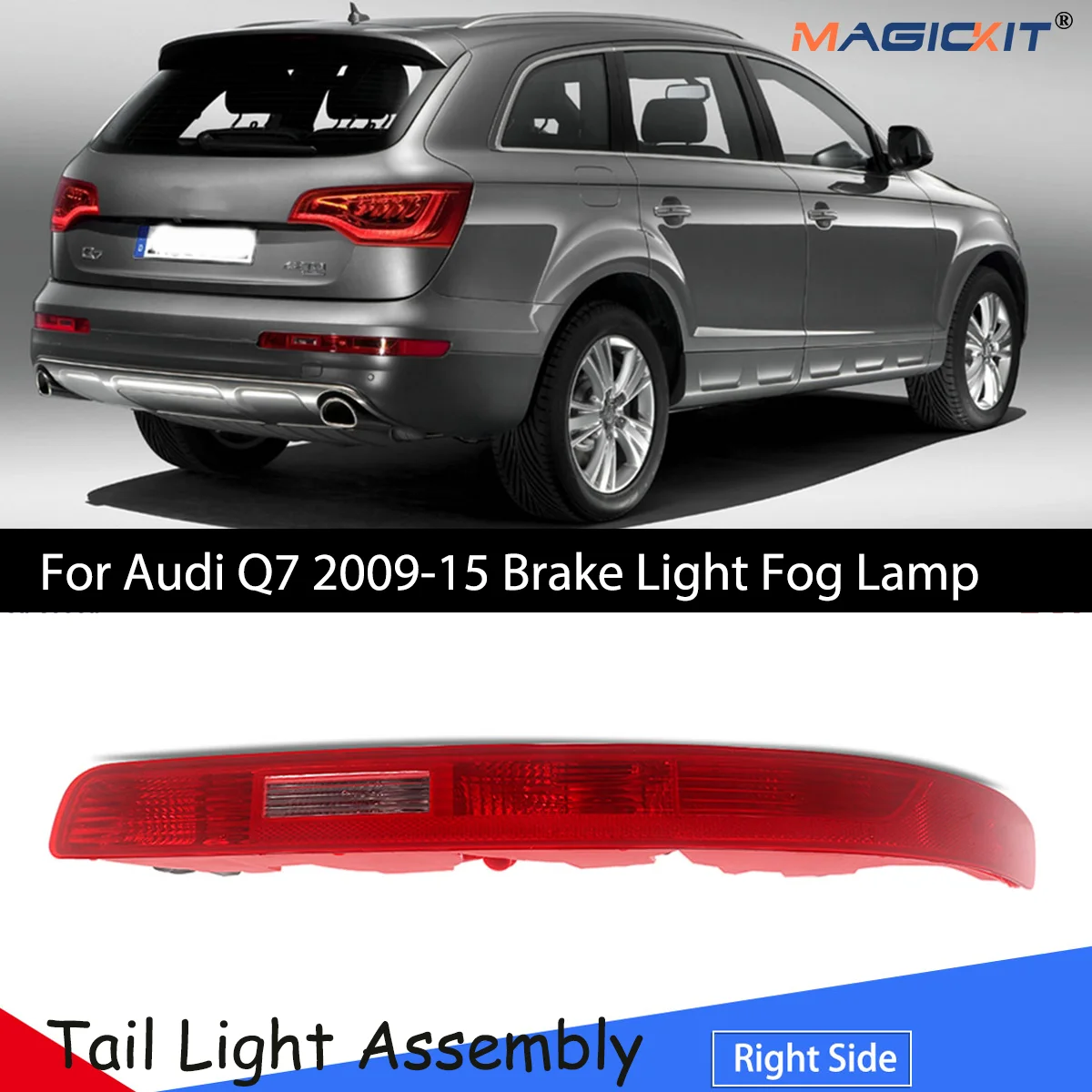 

MAGICKIT Red Rear Bumper Reflector Reverse For Audi Q7 2009-2015 Brake Light Fog Lamp European version only CAR Accessories