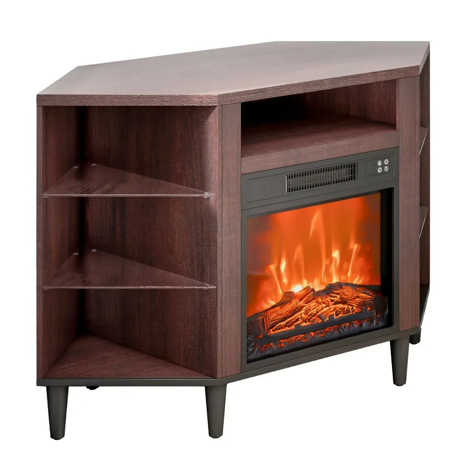 

Fireplace TV Stand for TVs 42 Media Storage Corner with 18 Fireplace Storage Drawers and Cabinets Pastoral TV Console Table wi