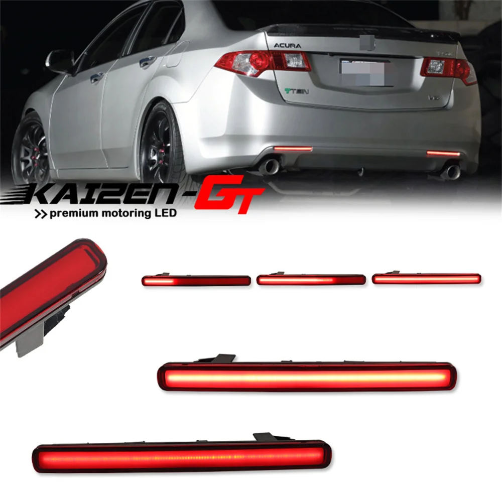 2PCS Red LED Car Rear Bumper Reflector Lights For Acura TSX 2009-2014 Function as Tail/Brake Rear Fog Light & Turn Signal Light