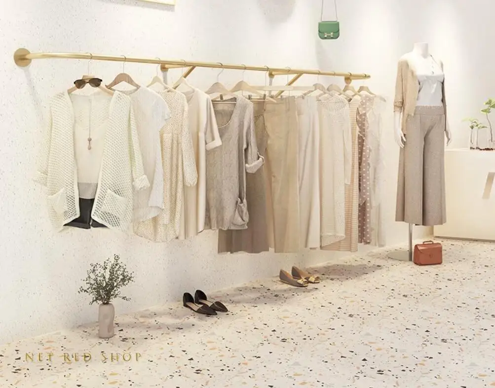 

Wall-mounted women's and children's clothing shelves;
