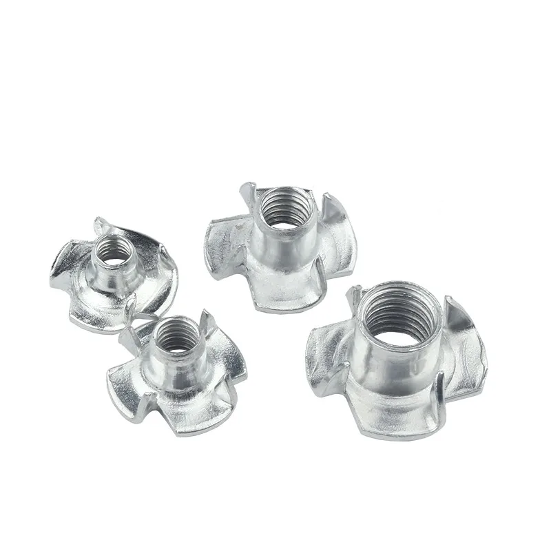 80pcs M3 M4 M5 M6 M8 Zinc Plated Four Claws Nut Speaker Nut T-nut Blind Pronged Tee Nut Furniture Hardware