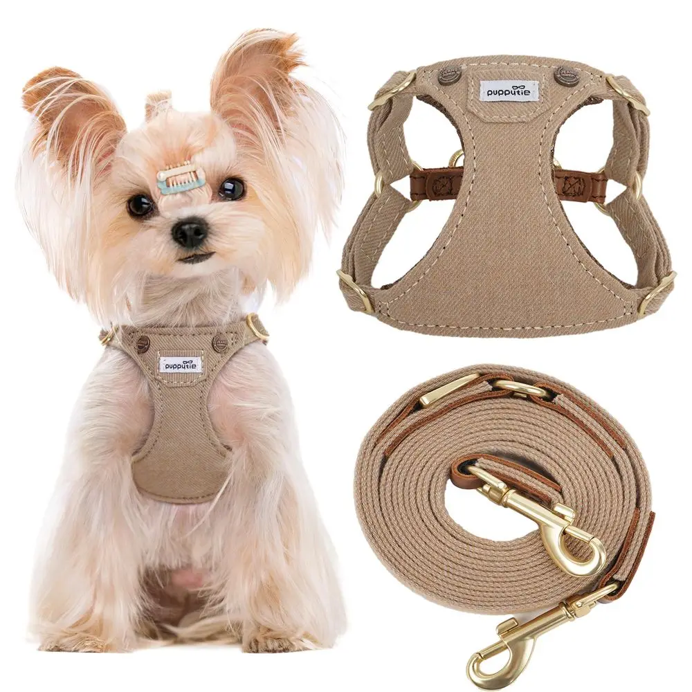 

No Pull Small Dog Harness with Multifunction Dog Leash, Lightweight Soft Adjustable No Choke Escape Proof Pet Harness Vest, Den