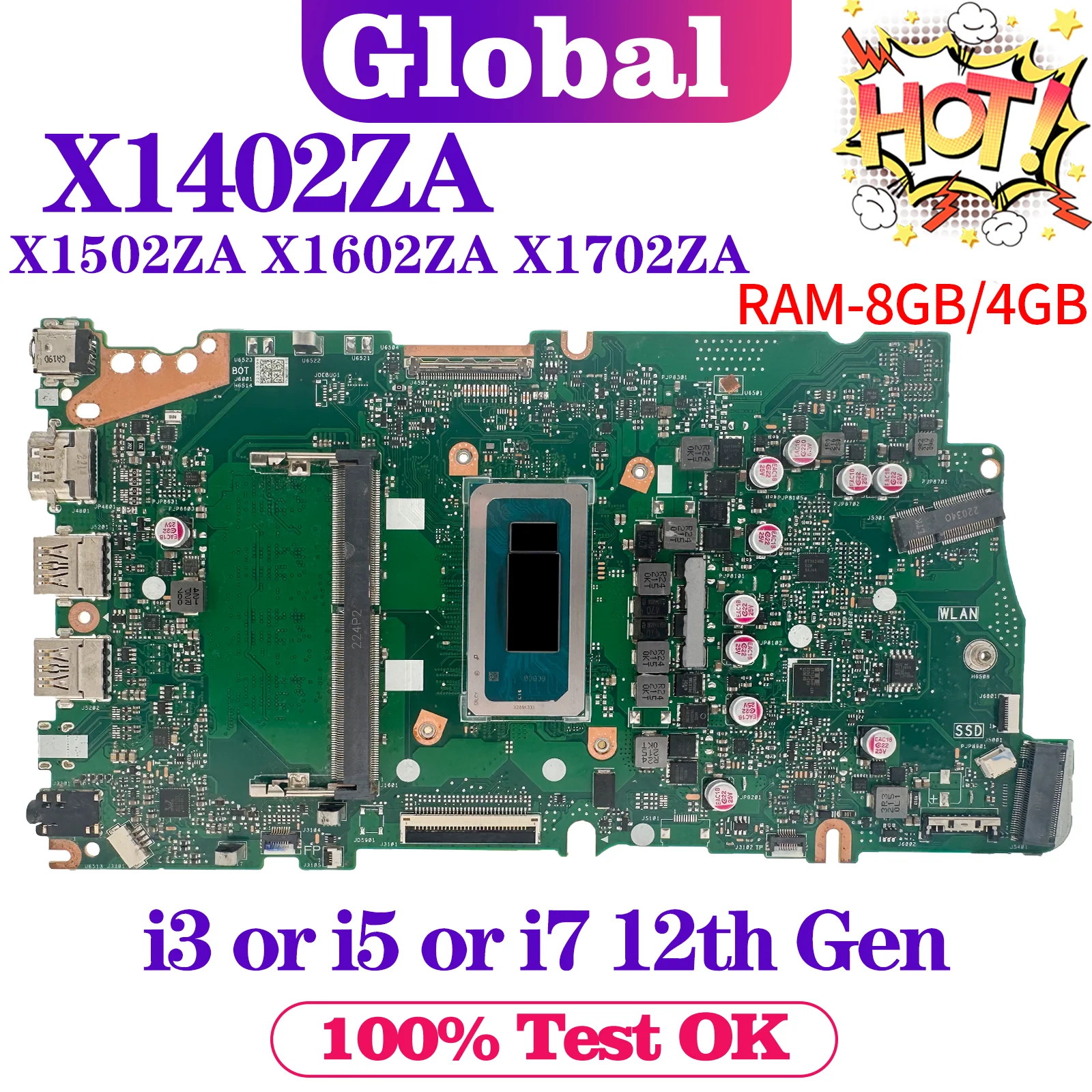 Imagem -02 - Placa-mãe para Laptop para Asus Mainboard para X1503za X1603za X1402za X1402za X1405za X1505za X1605za X1703za X1702za