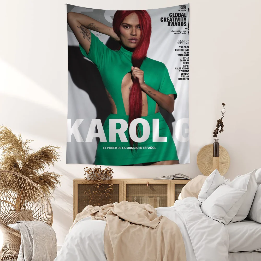 K-Karol G-G Singer Retro Printed Large Wall Tapestry Hanging Tarot Hippie Wall Rugs Dorm Cheap Hippie Wall Hanging