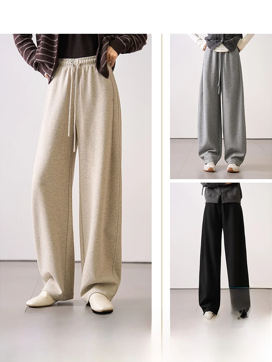 

One-Cli Beautiful Leg Pants Elastic Waist Dstring Loose Feeling Sweatpants Hide Meat ow Slim Silhouette Long Pants