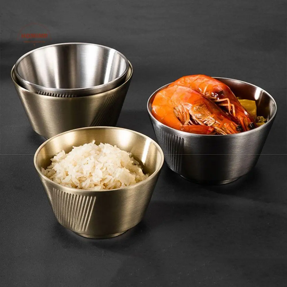 

Anti Scald Stainless Steel Bowl Heighten Bottom Wide Mouth Double Layer Soup Bowl Heat-resistant Stackable Ice Cream Containers