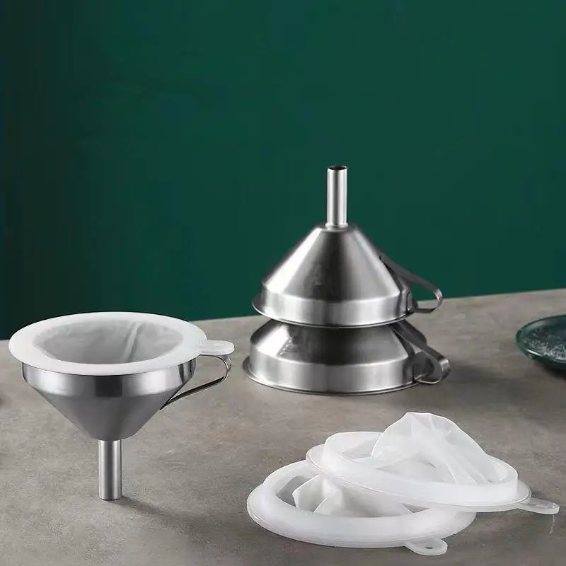 100/120/200/300/400/450 Mesh Nylon Filter Stainless Steel Funnel For Fruit Milk Traditional Chinese Medicine Oil White Wine view 3