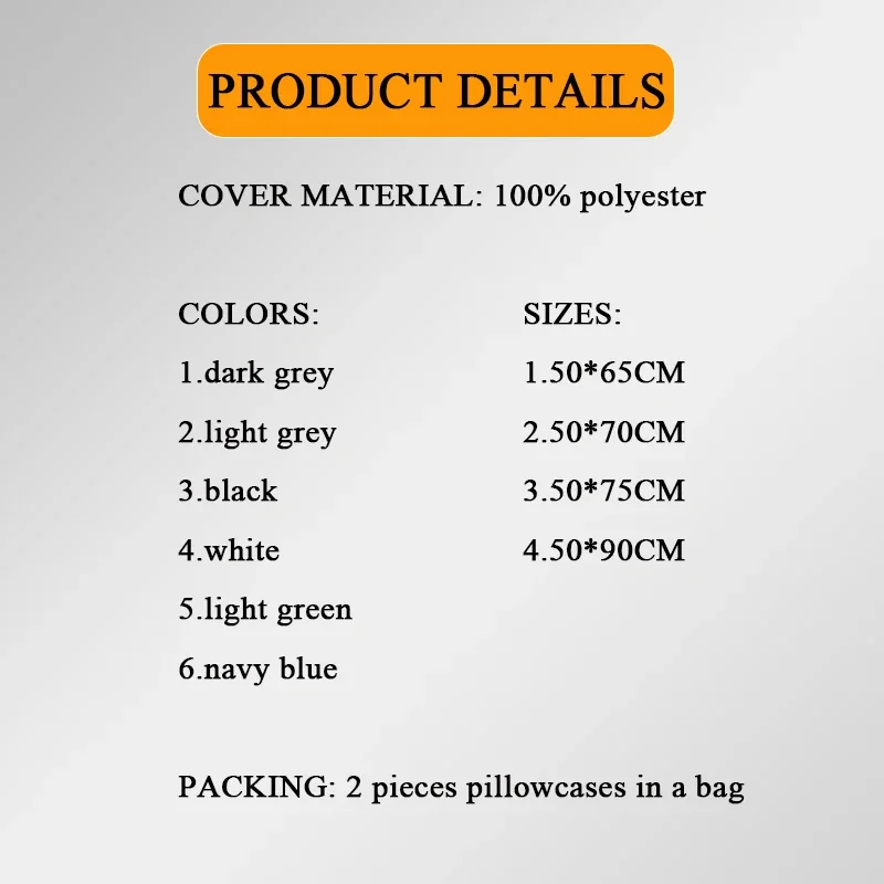 2 Pieces Sets 50x65cm 50x70cm 50x75cm 50x90cm 100% Brushed Fabric Pillowcases Pillow Cover Set