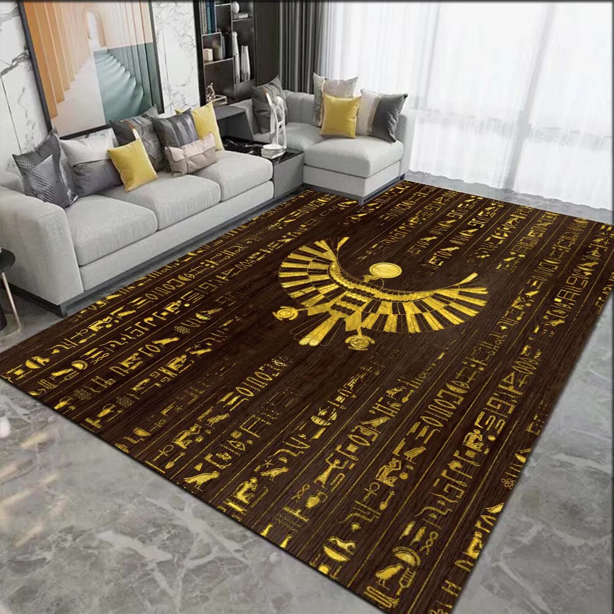 Tapis de sol lavables en forme de chat égyptien, pour salon et chambre à coucher