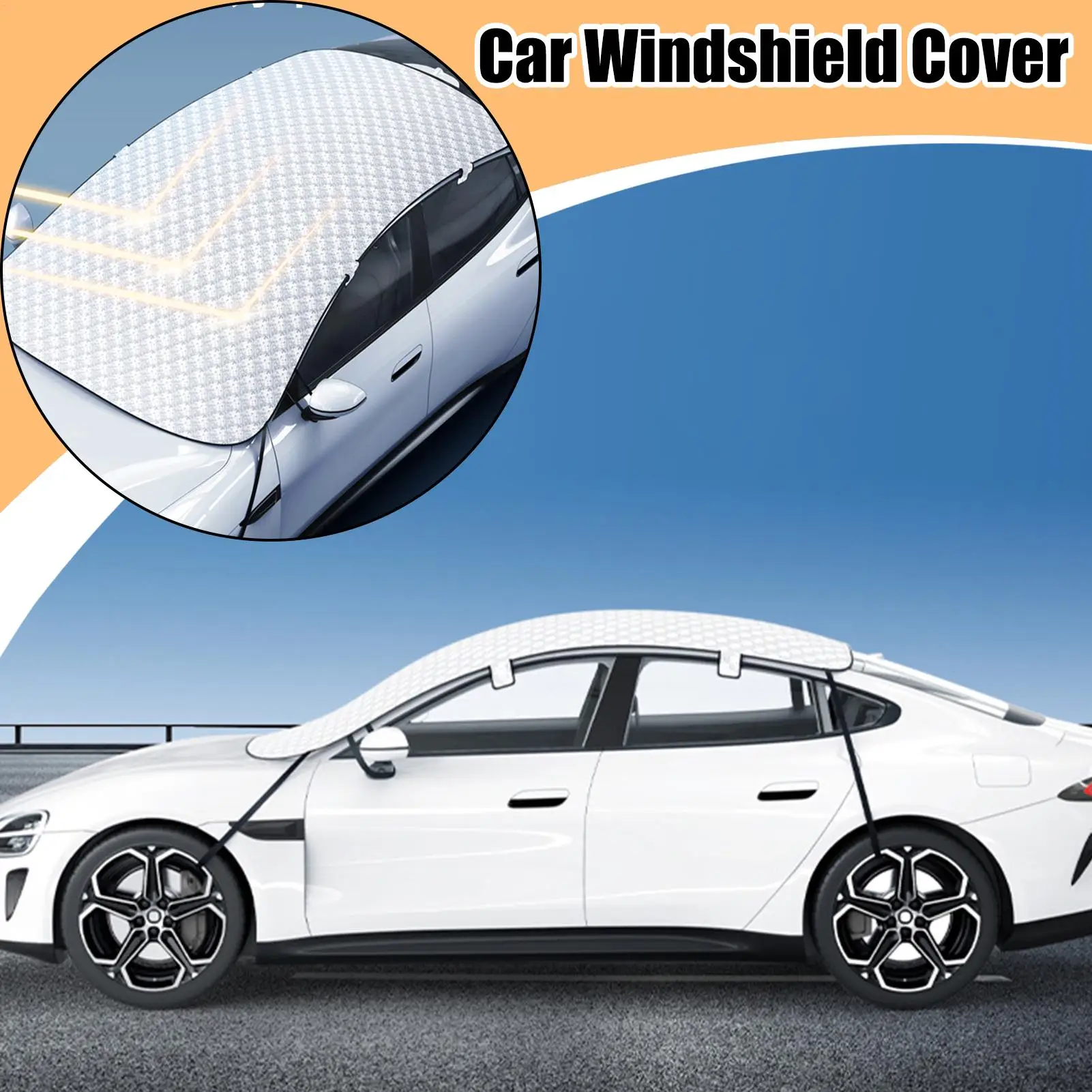 

Car Cover for Snow Windproof Half Protector Car Body Cover for Cold Weather Overnight Parking Garage School Travel Holiday