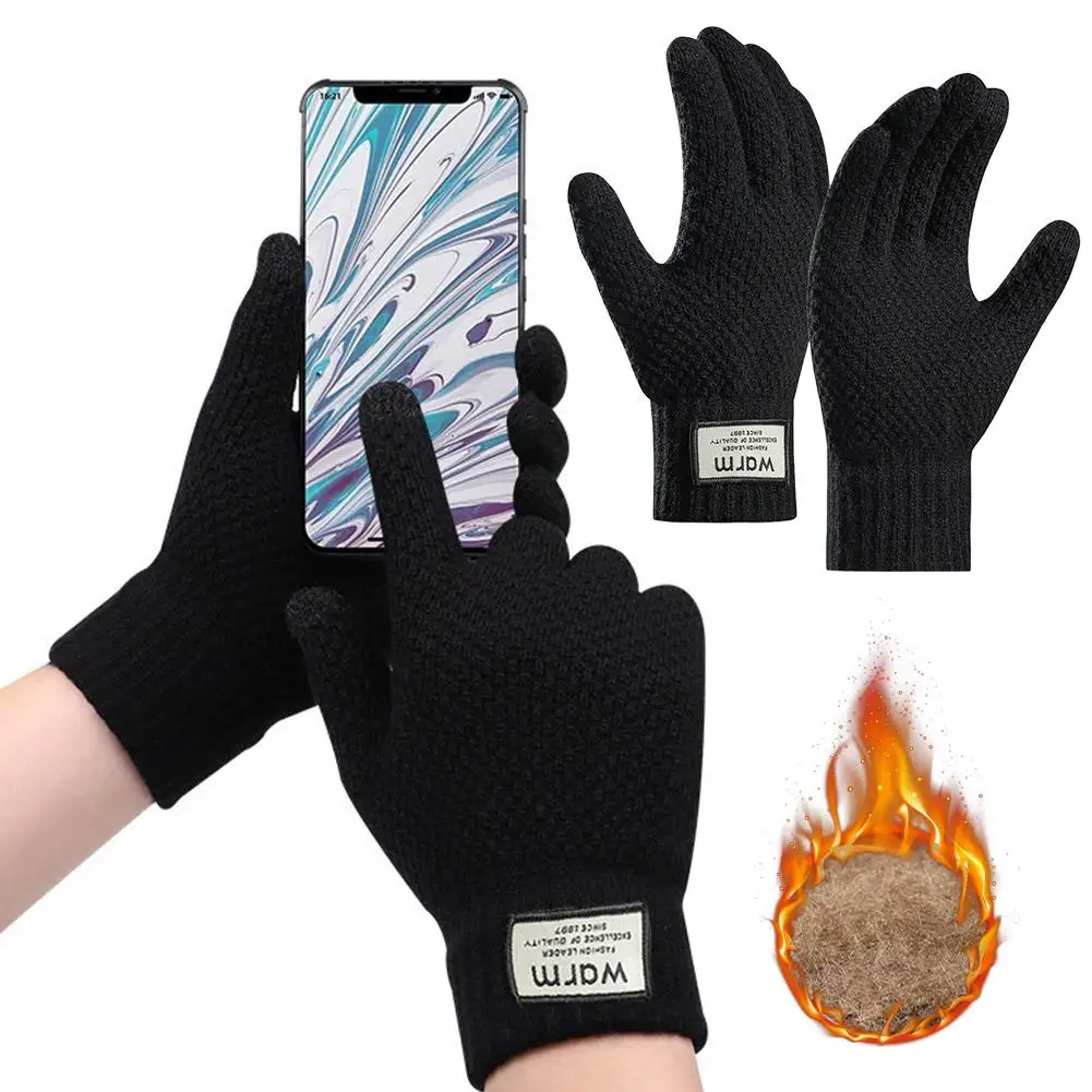 2025 NEW Warmkeep Cotton Gloves Winter Thick Fleece Gloves Can Use Phone Coldproof Warm Wool Knitted Gloves