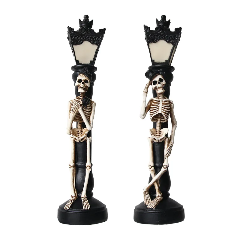 Vivid And Vivid Image Illuminated Skeleton Streetlights Making Old Craftsmanship Haunted House Decorations Clear Texture