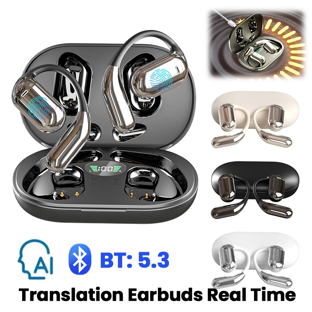 Wireless BT Translation Earbuds Real Time 144 Languages Language Translator Earbuds 3-in-1 for Travel Business Learning