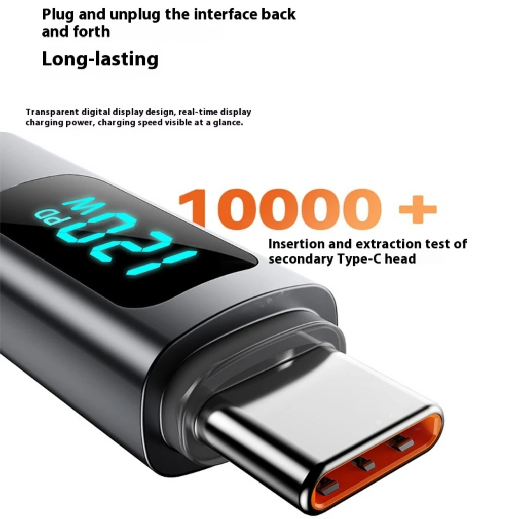 1PC Adjustable Type C Charging Cable 120W Fast Spring Retract Design Data Transfer for Intelligent Devices 480Mbps