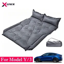 For Tesla Model Y Model 3 Camping Air Mattress Self Inflatable Sueded Car Airbed Thickened For Model Y Travel Bed Built in Foam