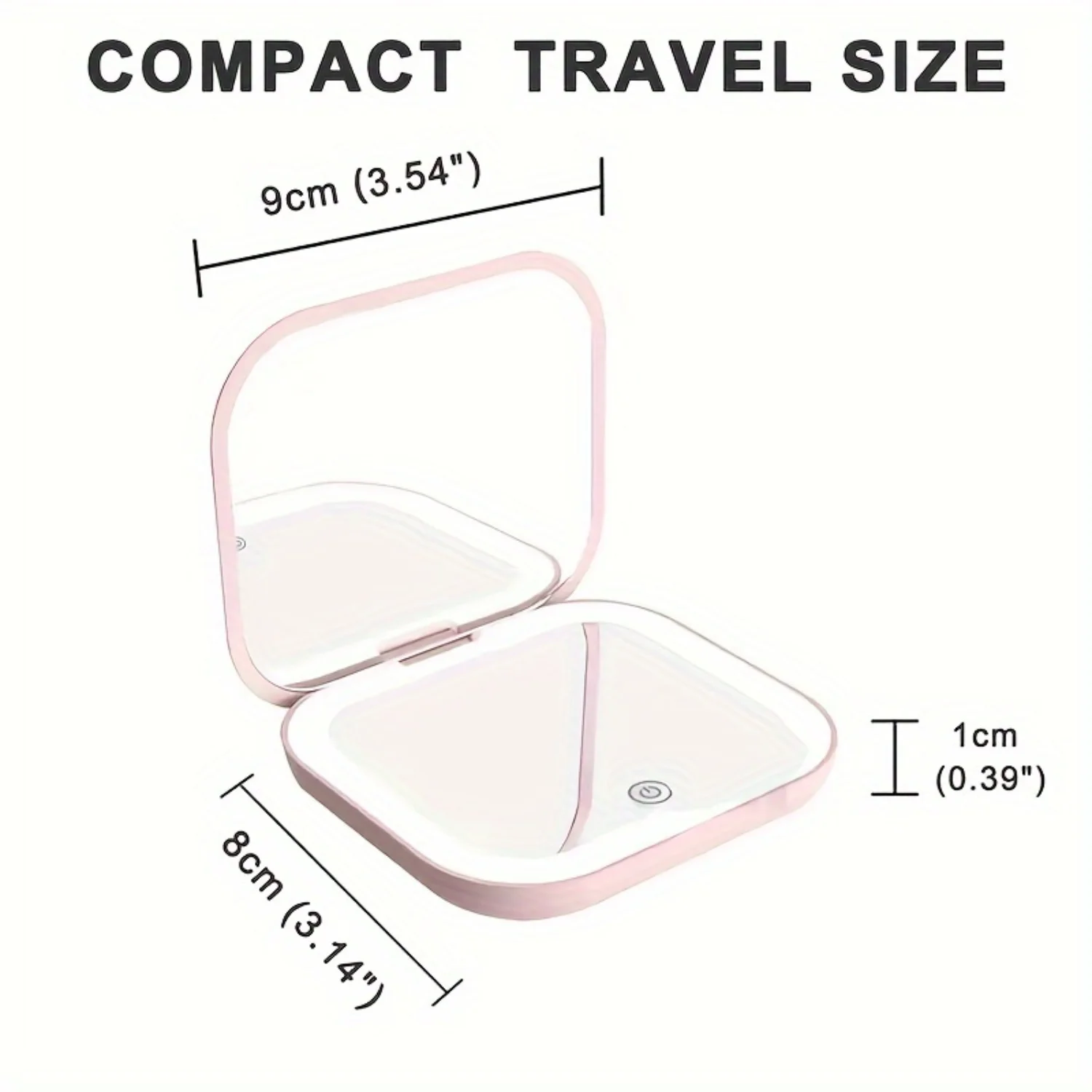 2X Magnifying LED Travel Makeup Mirror - Lightweight, Double-Sided, Handheld & Portable with Folding Design - Perfect for Purses