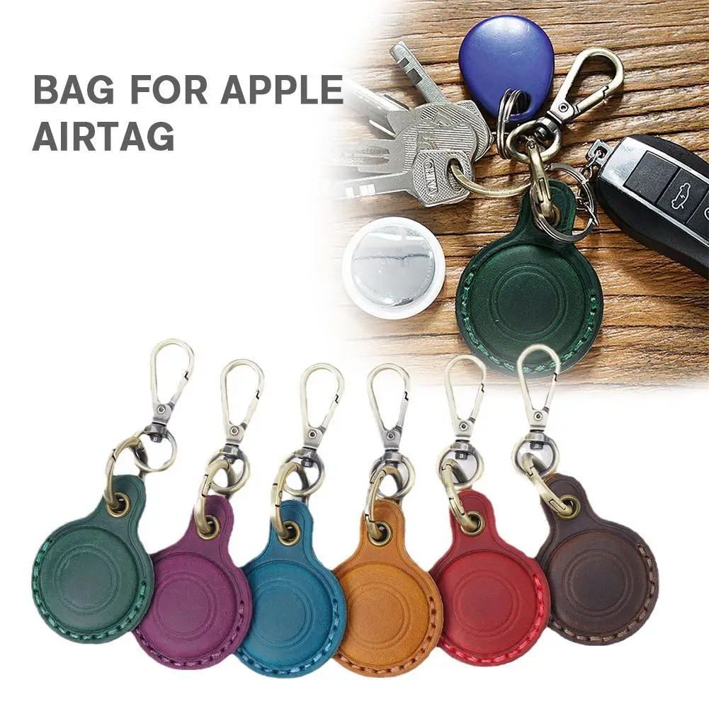 Retro Leather KeyRing For Apple Airtag Locator Tracker Device For Airtag Bracelet Anti-drop Protective Case Accessories 2024 New