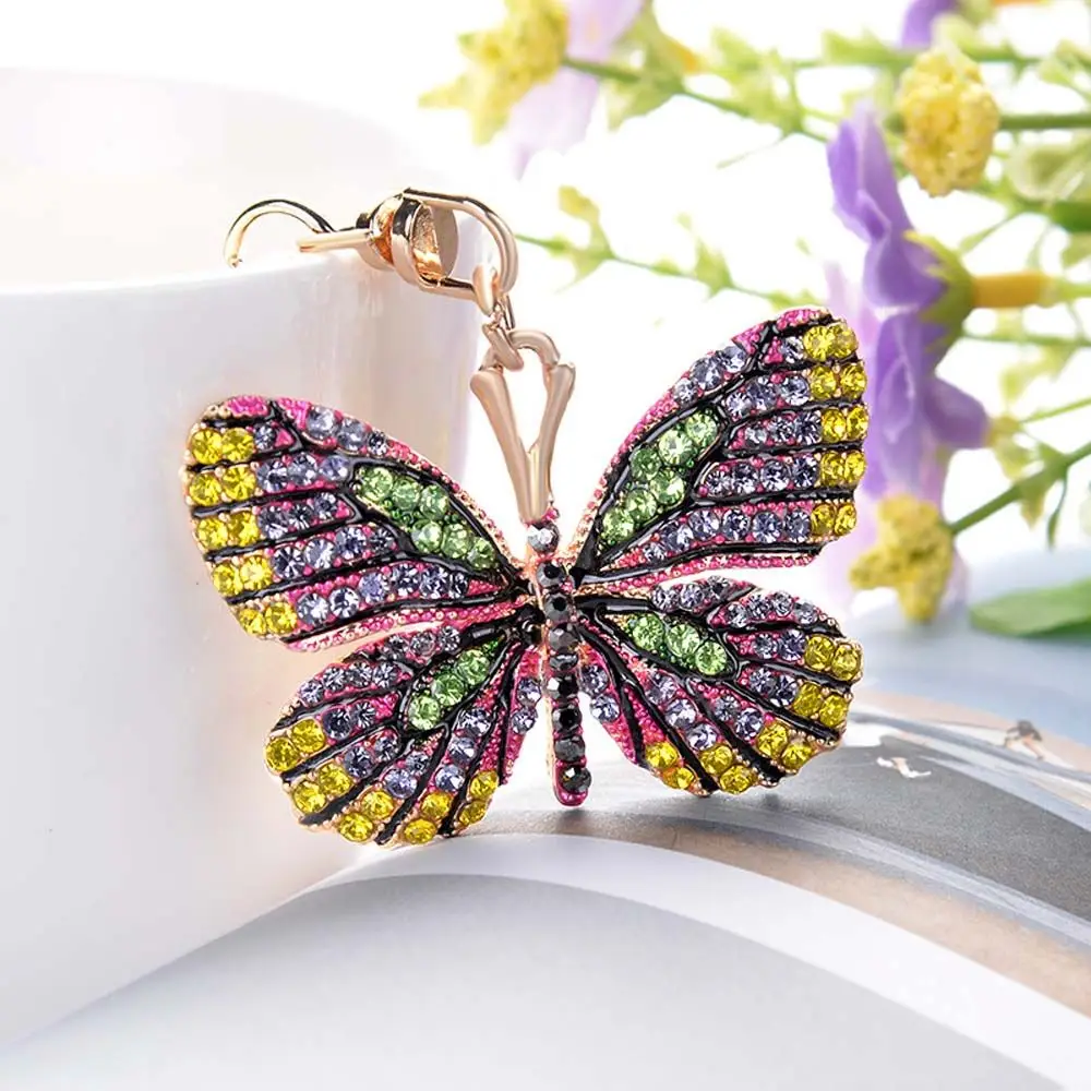 

Lovely Beautiful Glittering Butterfly For Women Crystal KeyChain Bag Accessories Car Key Ring Bag Charm Pendant
